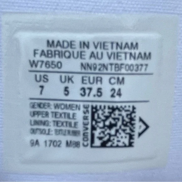 CONVERSE Chuck Taylor All Star High Tops White Size 7 Women’s Style W7650 NEW - Picture 9 of 10